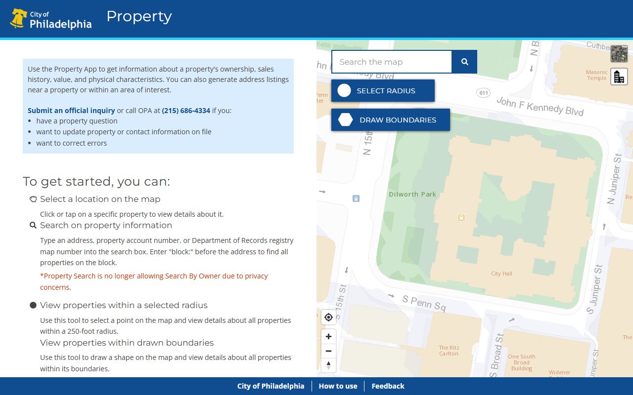 Philadelphia property search portal for Philadelphia property tax records