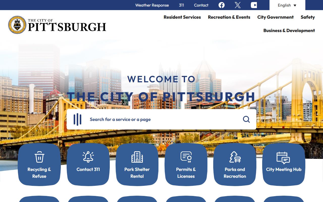 Pittsburgh city government portal for Pittsburgh property tax records