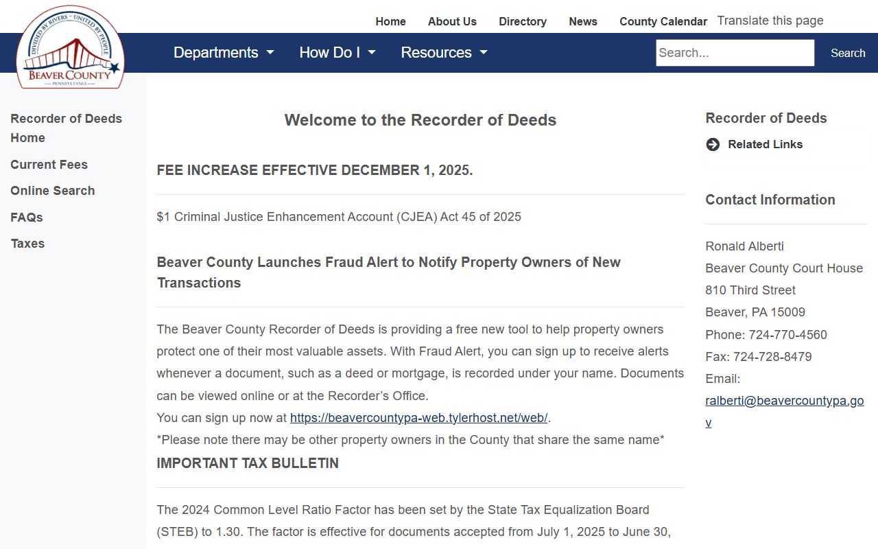 Beaver County property tax records - Recorder of Deeds