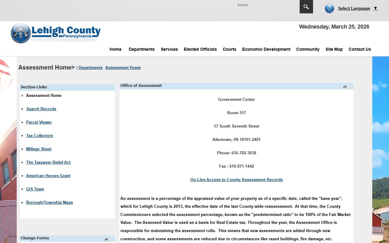 Lehigh County Clean and Green preferential assessment program for agricultural property tax records in PA