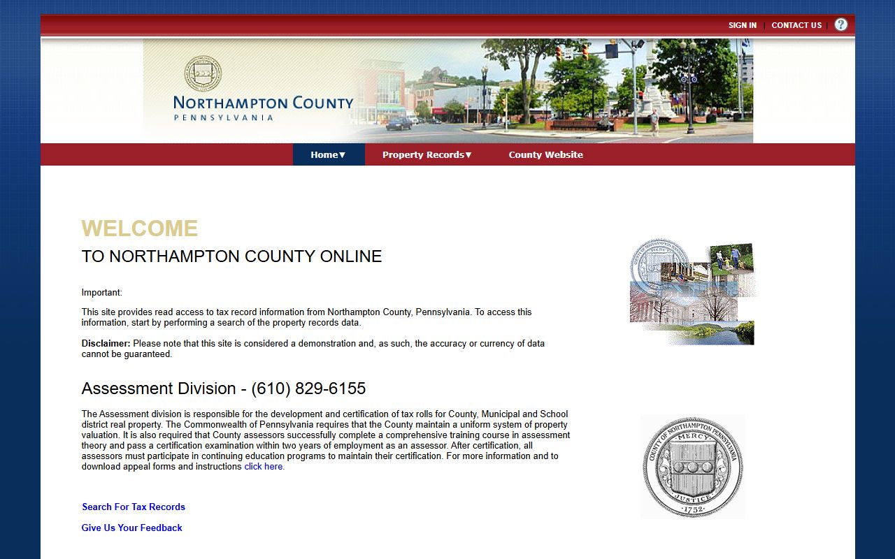Northampton County online tax records portal at ncpub.org for property tax record search in PA