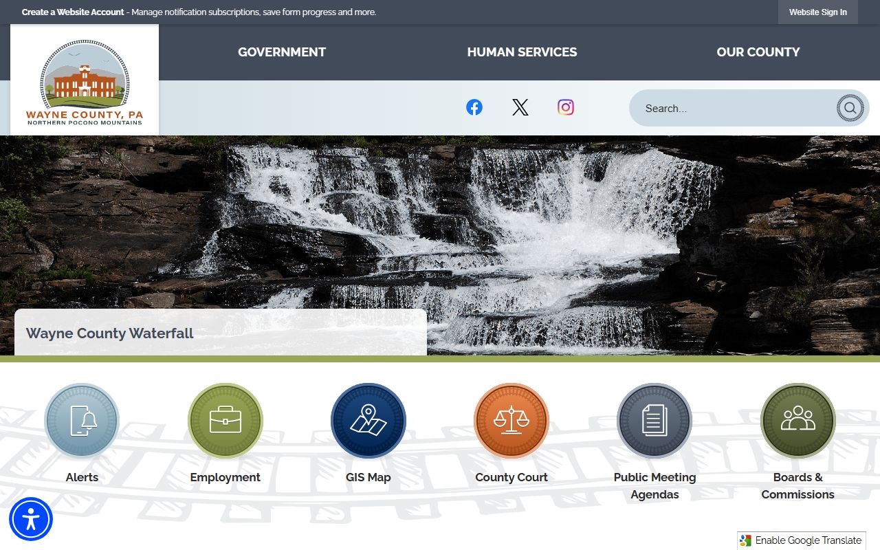 Wayne County Assessment Office at the Wayne County Courthouse in Honesdale, Pennsylvania, where property tax records are maintained