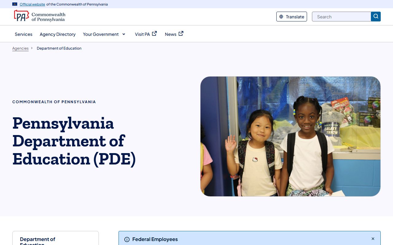 Pennsylvania Department of Education page covering school property tax relief related to Pennsylvania property tax records